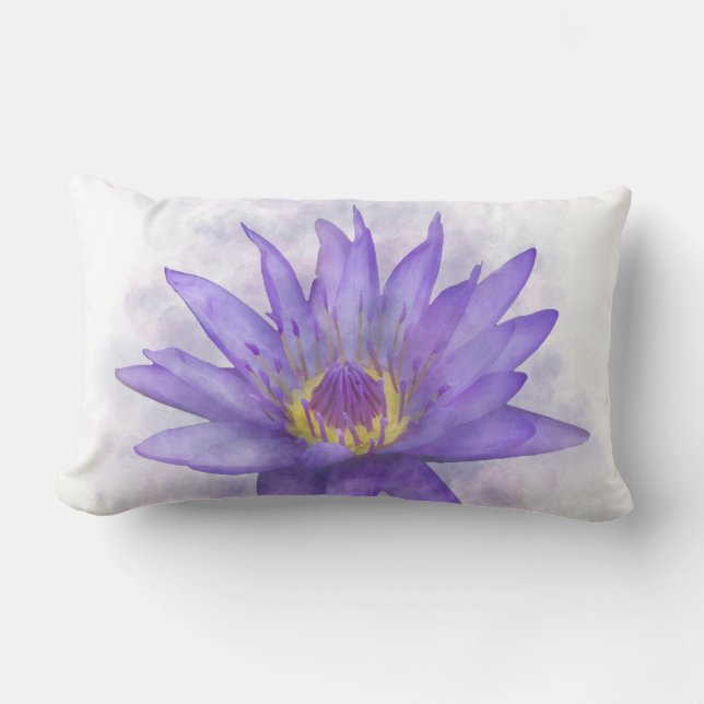 Lila Waterlily-blomma 7 Lumbarkudde (Framsida)