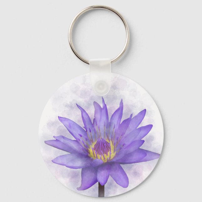 Lila Waterlily-blomma 7 Nyckelring (Framsida)
