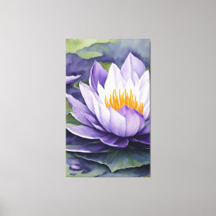 Lila Waterlily - Utskrift av färgen Flower water c Canvastryck