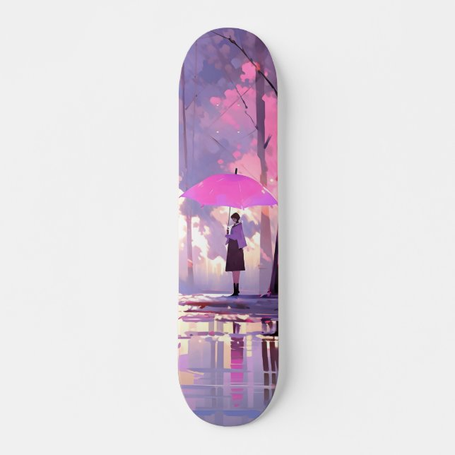 Lila Weather Anime Impressionism Mini Skateboard Bräda 18,5 Cm (Framsida)