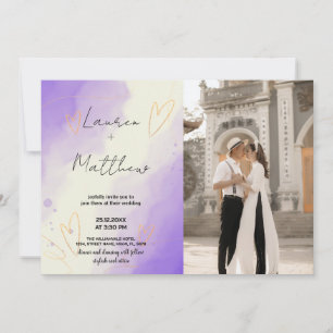 Lila Wedding-inbjudningar med foto Inbjudningar