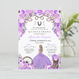 Lila Western Charra Girl Ranchero Quinceanera Inbjudningar