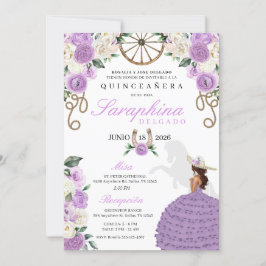 Lila Western Cowgirl Ropes & Ro Quinceañera Inbjudningar