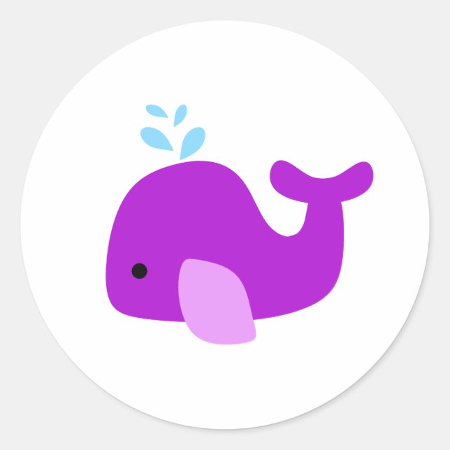 Lila Whale Runt Klistermärke (Framsida)