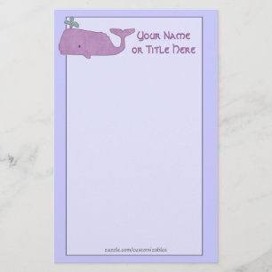 Lila Whale Stationery Brevpapper