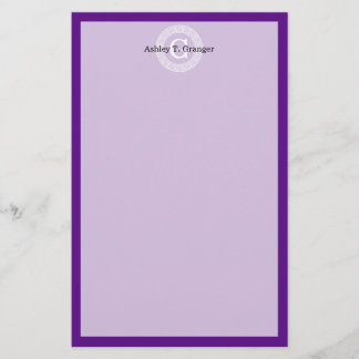 Lila Whgrekiska Nyckel Rnd Ram Initial Monogram Brevpapper