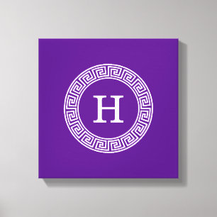 Lila Whgrekiska Nyckel Rnd Ram Initial Monogram Canvastryck
