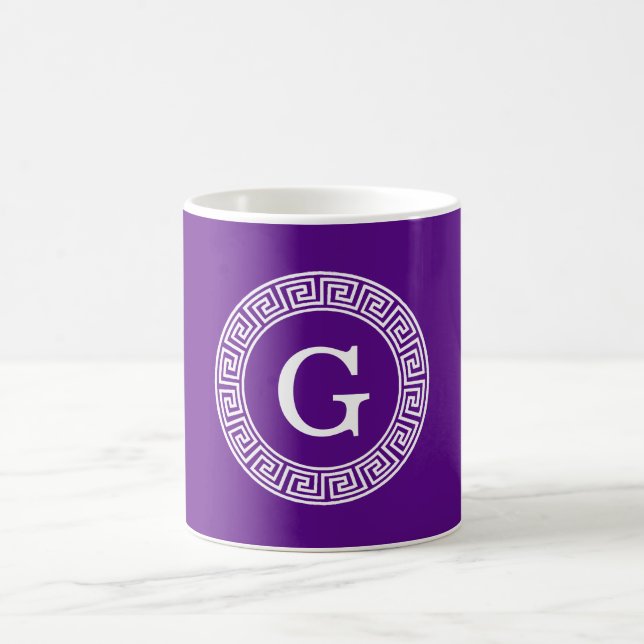 Lila Whgrekiska Nyckel Rnd Ram Initial Monogram Kaffemugg (Center)