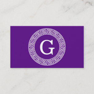 Lila Whgrekiska Nyckel Rnd Ram Initial Monogram Visitkort