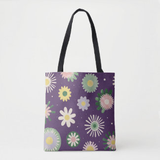 Lila Whimsical Blommönster Handväskor Tygkasse