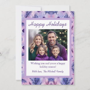 Lila Whimsical Julhälsningar Card Tack Kort