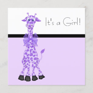 Lila Whimsy Giraff Babyflicka Shower Inbjudningar