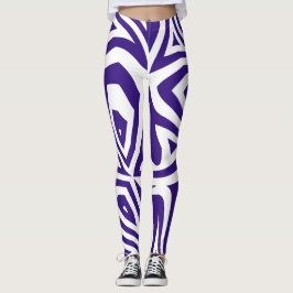 Lila White Abstrakt Zebra tryck Womens Leggings