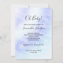Lila White Aqua Blue Tie dye Baby Shower Inbjudningar