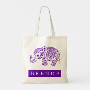 Lila & White Blommigt Paisley Elephant Tygkasse