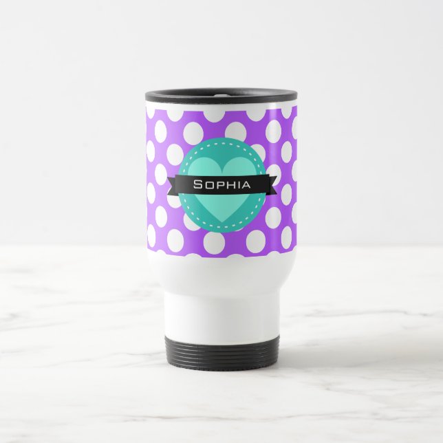 Lila White Blue Polka Dot Mönster Resemugg (Center)