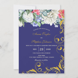 Lila White Blue Rosa Guld Swirls Botaniska Inbjudningar