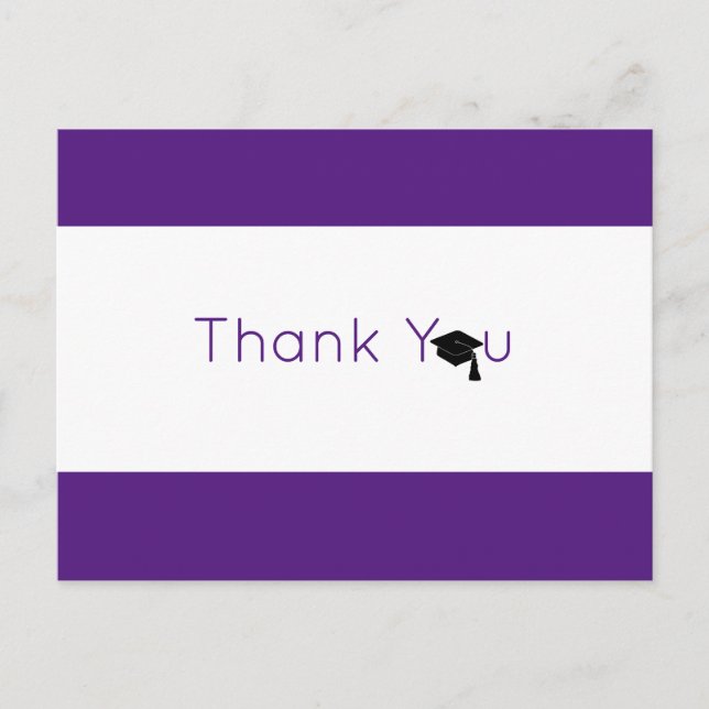 Lila White Bold Studenten Tack Vykort (Framsida)