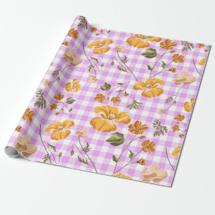 Lila White Buffalo Checks & Gula blommor Presentpapper