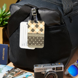 Lila White Checkad Polka Dot Blommigt Damask Art Bagagebricka