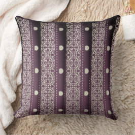 Lila White Checkad Polka Dot Blommigt Damask Art Kudde