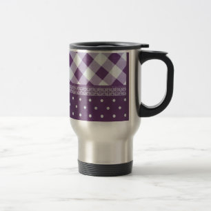 Lila White Checkad Polka Dot Blommigt Damask Art Resemugg