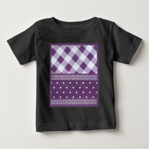Lila White Checkad Polka Dot Blommigt Damask Art T-shirt