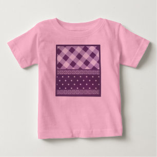Lila White Checkad Polka Dot Blommigt Damask Art T Shirt