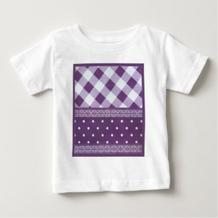 Lila White Checkad Polka Dot Blommigt Damask Art T-shirt