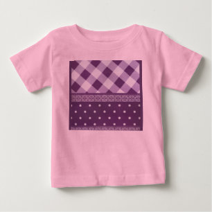 Lila White Checkad Polka Dot Blommigt Damask Art T-shirt