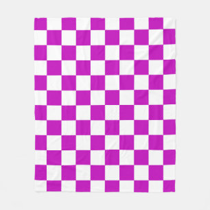 Lila White Checkated Mönster Fleecefilt