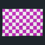 Lila White Checkated Mönster Kökshandduk<br><div class="desc">Lila- och vitcheckade geometriska rutor Mönster design</div>