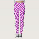 Lila White Checkated Mönster Leggings<br><div class="desc">Lila- och vitcheckade geometriska rutor Mönster design</div>