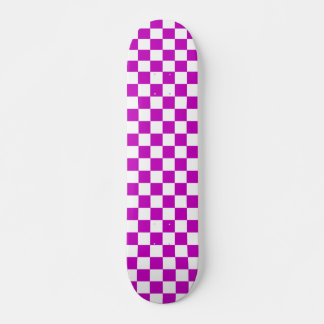 Lila White Checkated Mönster Mini Skateboard Bräda 18,5 Cm