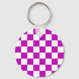 Lila White Checkated Mönster Nyckelring
