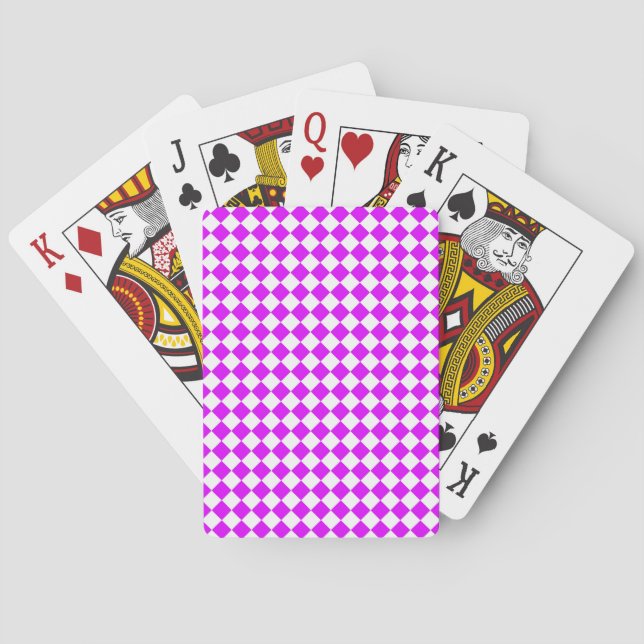 Lila White Checker Diamond Mönster Casinokort (Baksidan)
