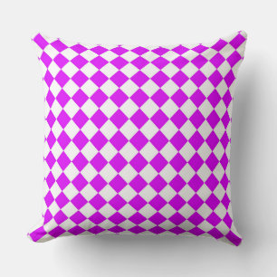 Lila White Checker Diamond Mönster Kudde