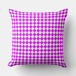 Lila White Checker Diamond Mönster Kudde