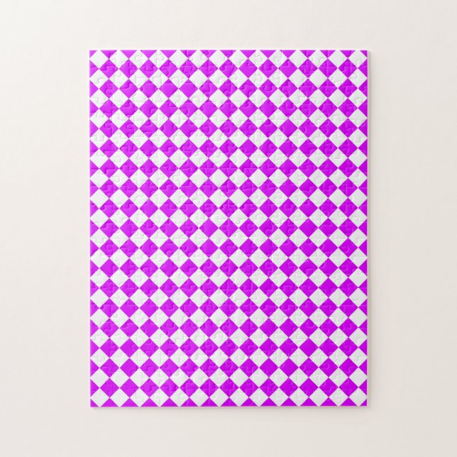 Lila White Checker Diamond Mönster Pussel (Vertikal)