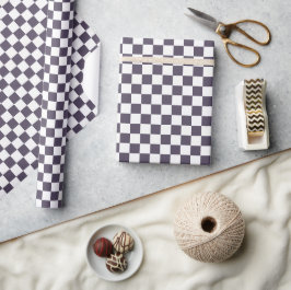 Lila White Checkerboard Kontrollerad Presentpapper