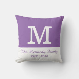 Lila White ColorBlock Reversible Family Monogram Kudde