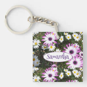 Lila White Daisy Blomsterträdgård Anpassade Namn