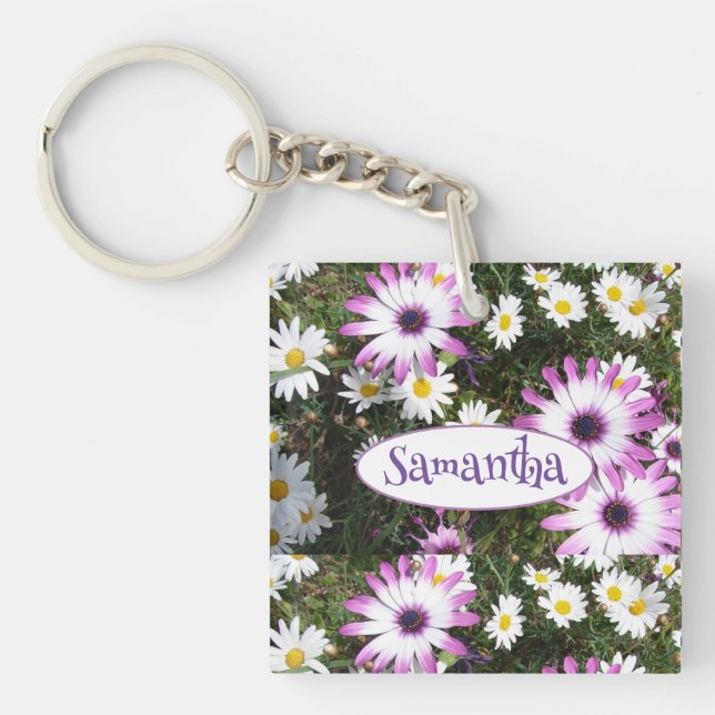 Lila White Daisy Blomsterträdgård Anpassade Namn (Framsidan)