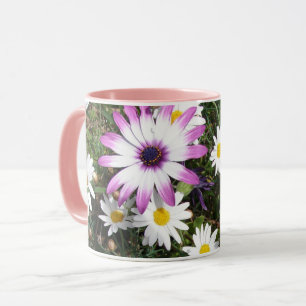 Lila White Daisy Blomsterträdgård Botanical Vår Mugg