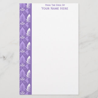 Lila White Damask Gräns Brevpapper