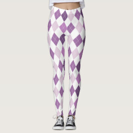 Lila White Diamond Mönster Leggings