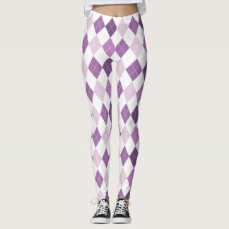 Lila White Diamond Mönster Leggings