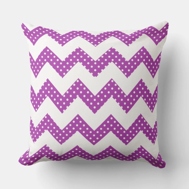 Lila White Dots Chevron Decorative Dekorativ kudde (Framsida)
