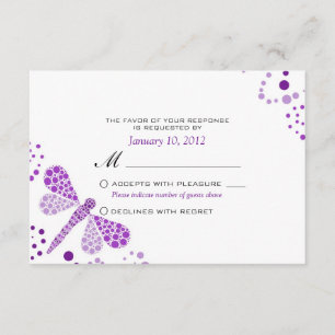 Lila White Dragonfly Pointillism Anpassningsbar OS OSA Kort