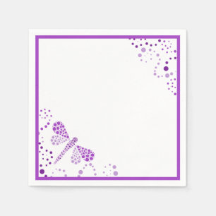 Lila & White Dragonfly Pointillism Anpassningsbar Pappersservett